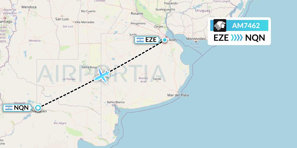 AM7462 Aeromexico Flight Map: Buenos Aires to Neuquen