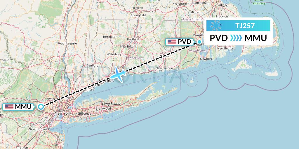 TJ257 Tradewind Aviation Flight Map: Providence to Morristown