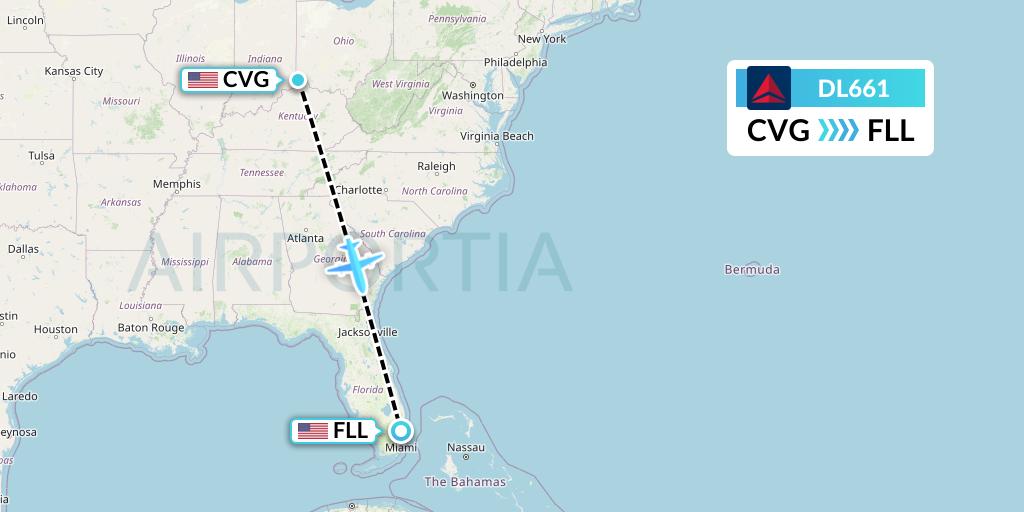 DL661 Delta Air Lines Flight Map: Cincinnati to Fort Lauderdale