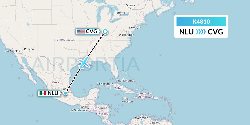K4810 Kalitta Air Flight Map: Reyes Acozac to Cincinnati