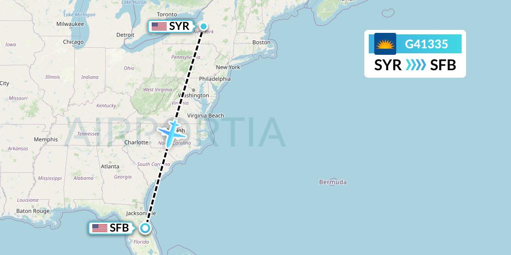 G41335 Allegiant Air Flight Map: Syracuse to Orlando