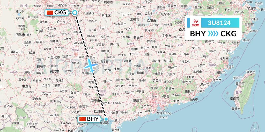 3U8124 Sichuan Airlines Flight Map: Beihai to Chongqing