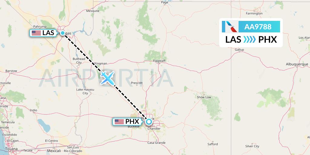 AA9788 American Airlines Flight Map: Las Vegas to Phoenix