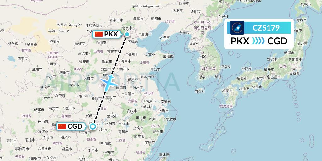 CZ5179 China Southern Airlines Flight Map: Beijing to Changde