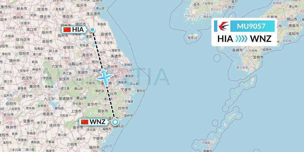 MU9057 China Eastern Airlines Flight Map: Huai'an to Wenzhou
