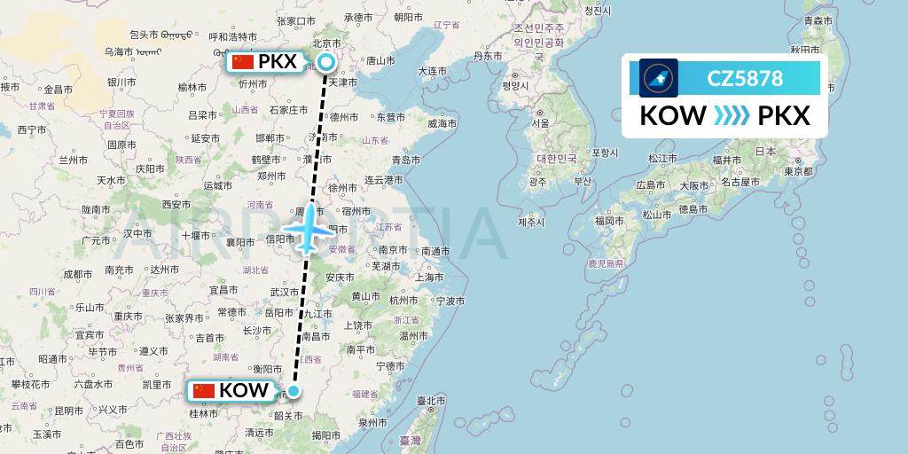 CZ5878 China Southern Airlines Flight Map: Ganzhou to Beijing