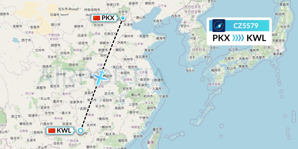 CZ5579 China Southern Airlines Flight Map: Beijing to Guilin