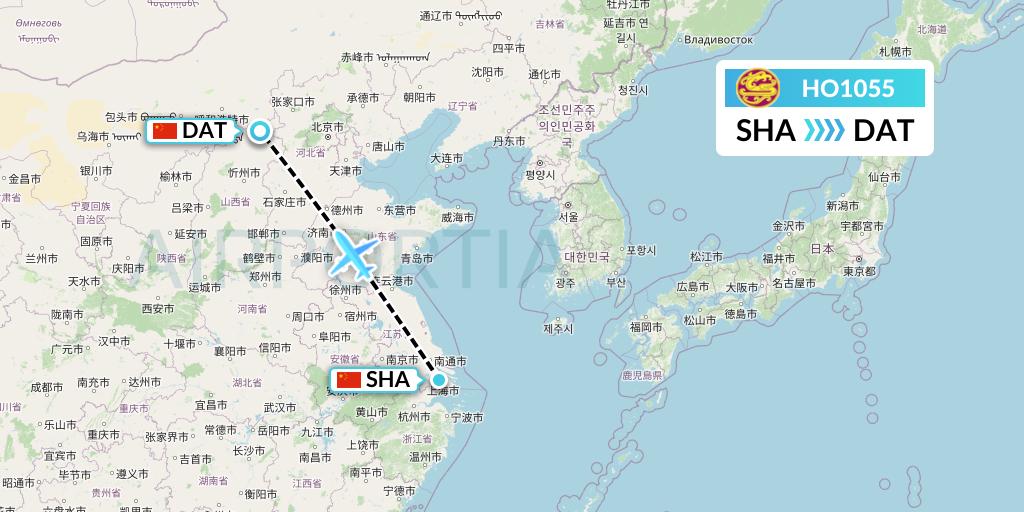 HO1055 Juneyao Airlines Flight Map: Shanghai to Datong