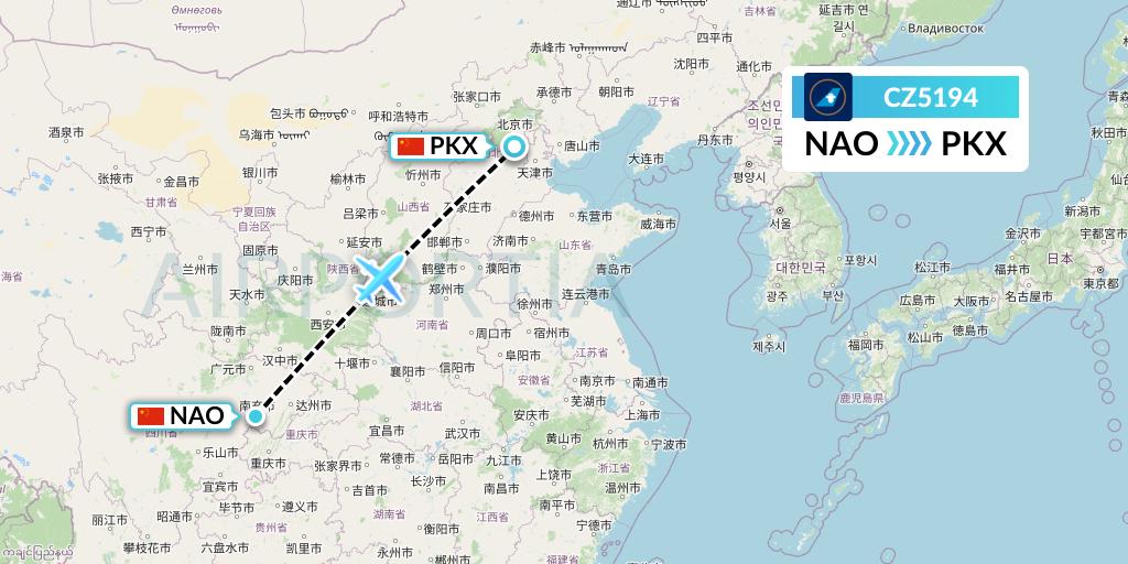 CZ5194 China Southern Airlines Flight Map: Nanchong to Beijing