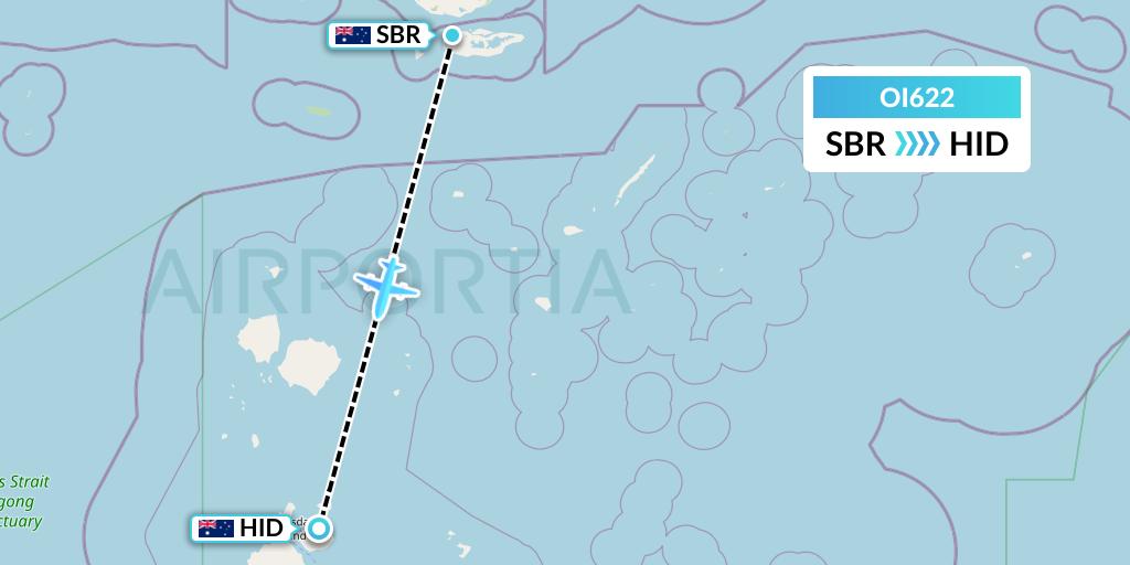 OI622 Hinterland Aviation Flight Map: Saibai Island to Horn Island