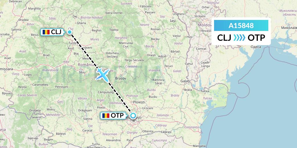 A15848 A.p.g. Distribution Systems Flight Map: Cluj-Napoca to Bucharest