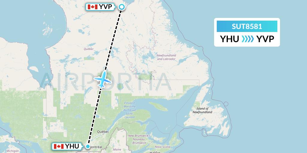 SUT8581 Summit Air Ltd. Flight Map: Montreal to Kuujjuaq