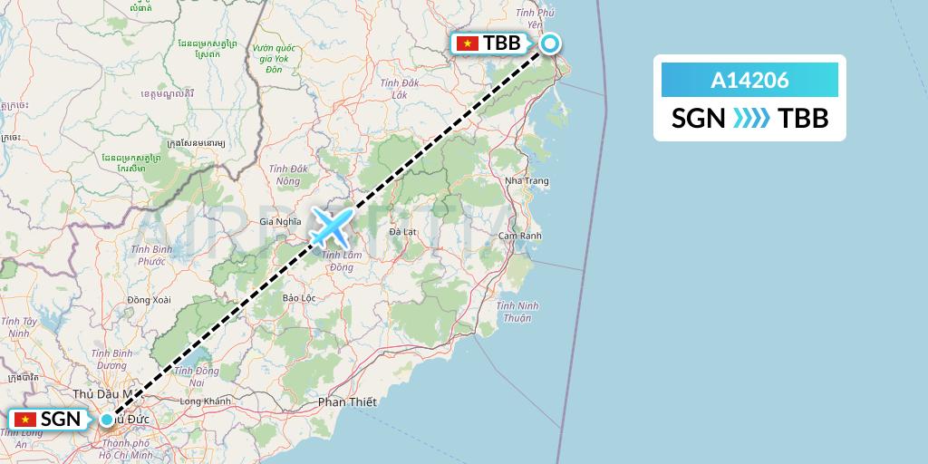 A14206 A.p.g. Distribution Systems Flight Map: Ho Chi Minh City to Tuy Hoa