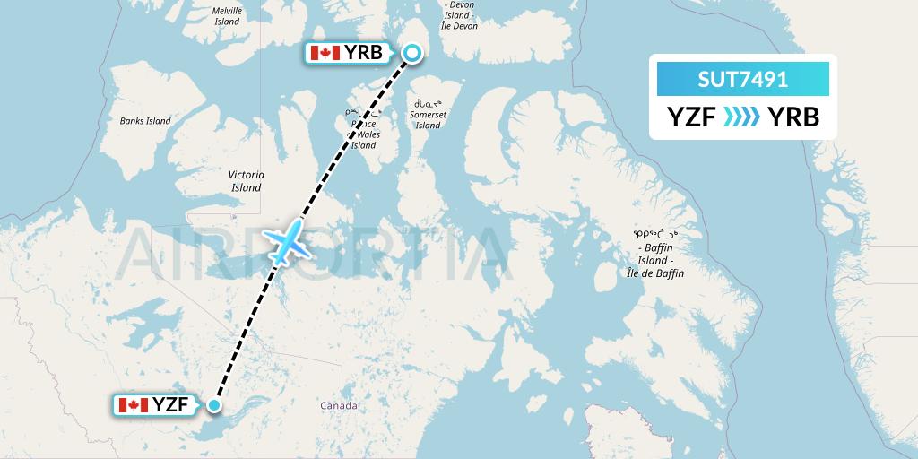 SUT7491 Summit Air Ltd. Flight Map: Yellowknife to Resolute
