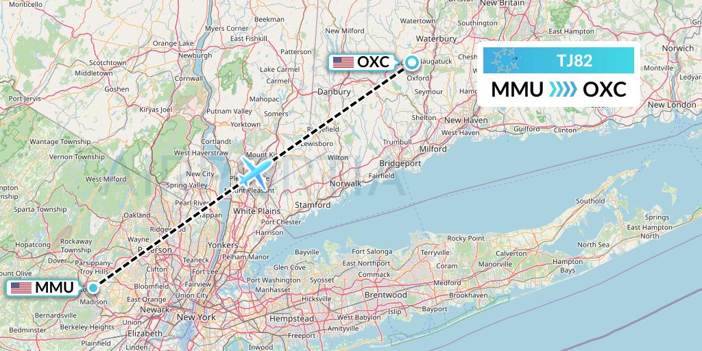 TJ82 Tradewind Aviation Flight Map: Morristown to Oxford