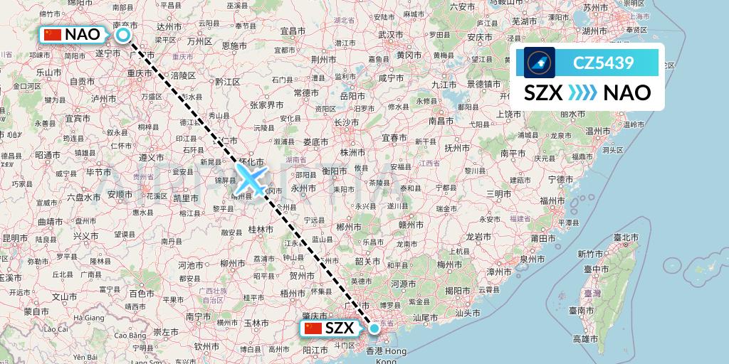 CZ5439 China Southern Airlines Flight Map: Shenzhen to Nanchong