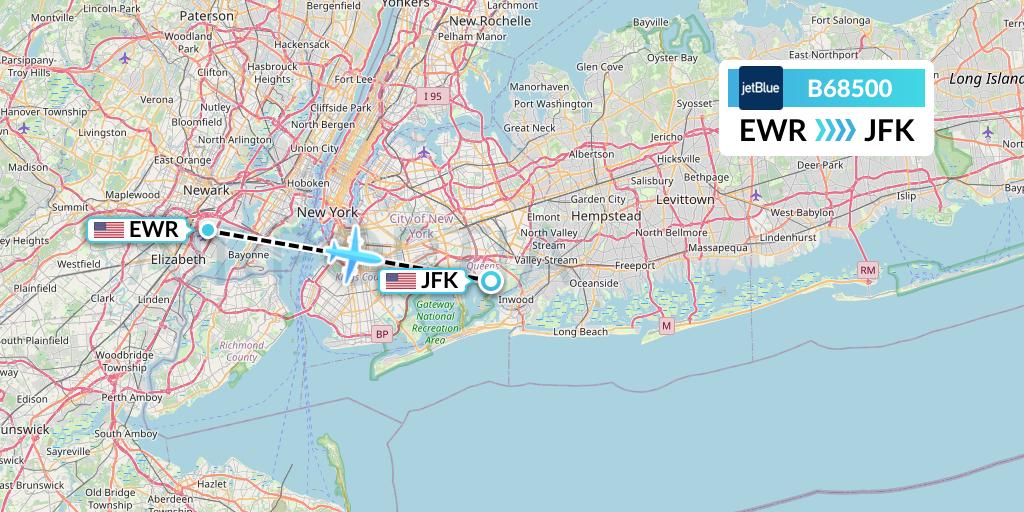 B68500 JetBlue Airways Flight Map: New York to New York