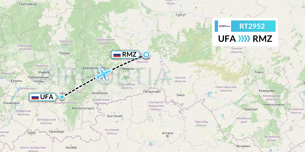 RT2952 UVT aero Flight Map: Ufa to Tobolsk