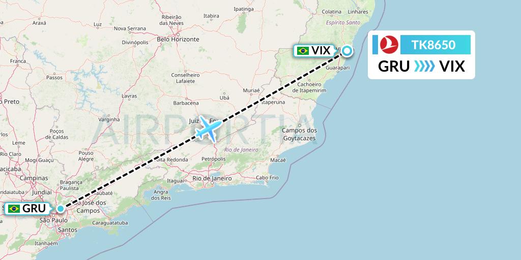 TK8650 Turkish Airlines Flight Map: Sao Paulo to Vitoria