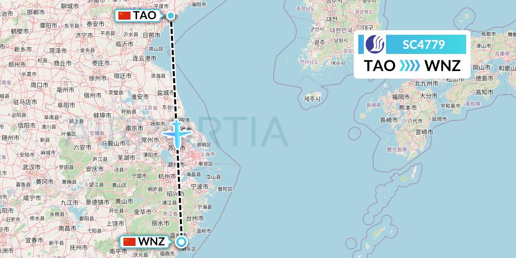 SC4779 Shandong Airlines Flight Map: Qingdao to Wenzhou