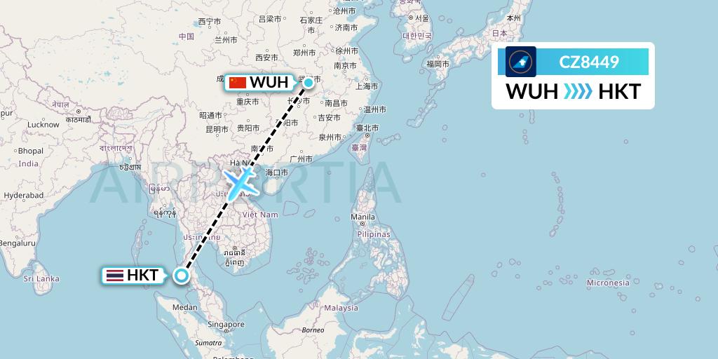 CZ8449 China Southern Airlines Flight Map: Wuhan to Phuket