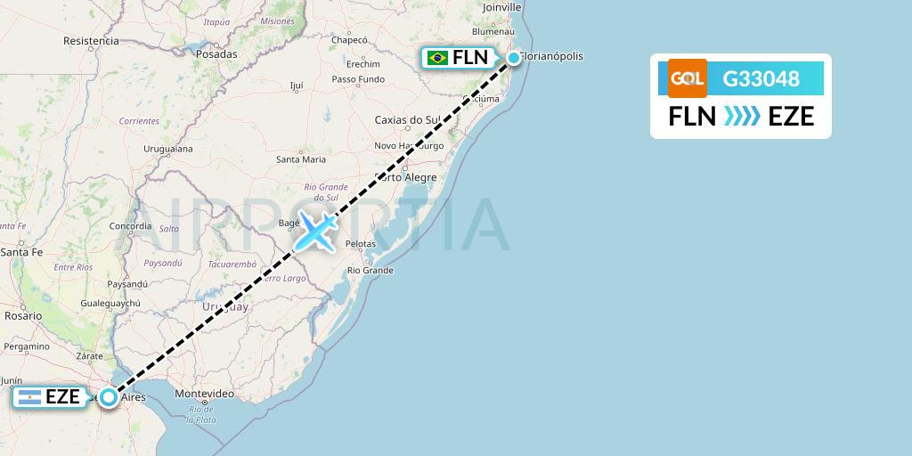 G33048 GOL Transportes Aeros Flight Map: Florianopolis to Buenos Aires