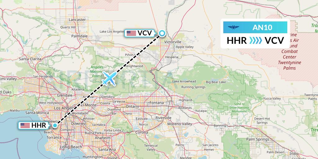 AN10 Advanced Air Flight Map: Hawthorne to Victorville