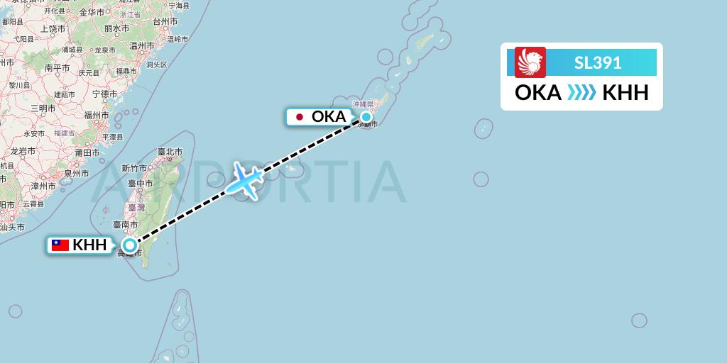 SL391 Thai Lion Air Flight Map: Naha to Kaohsiung
