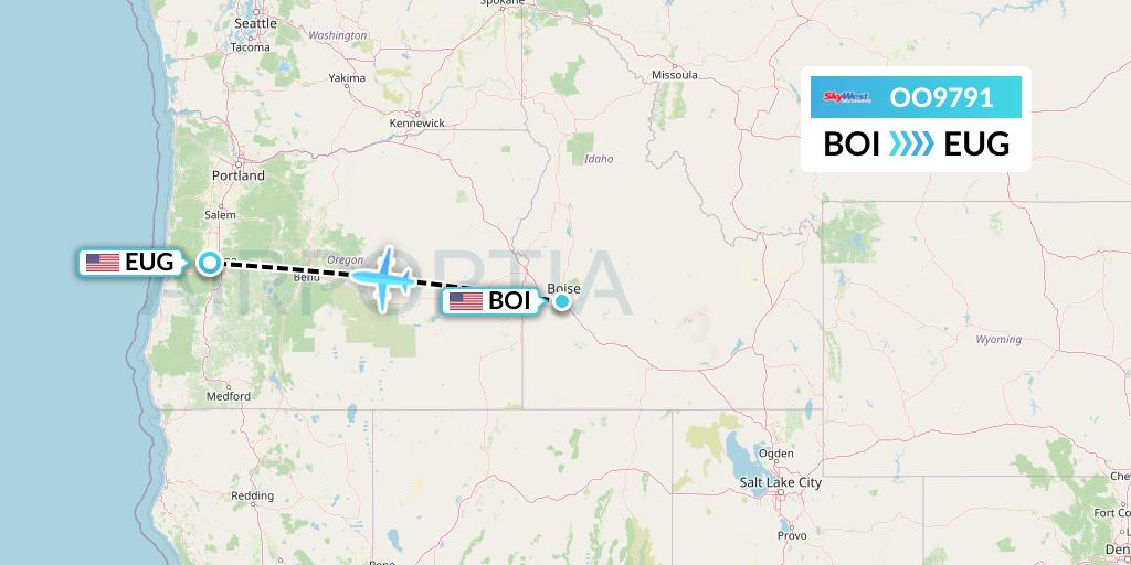 OO9791 SkyWest Airlines Flight Map: Boise to Eugene