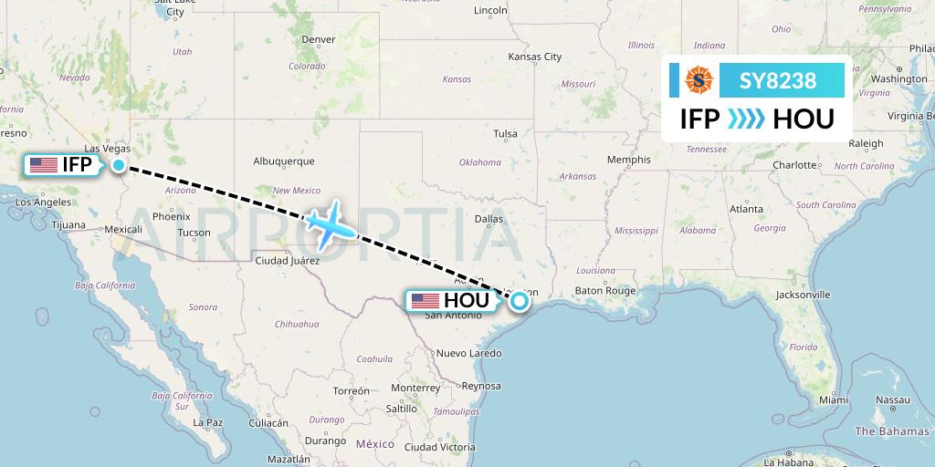 SY8238 Sun Country Airlines Flight Map: Bullhead City to Houston