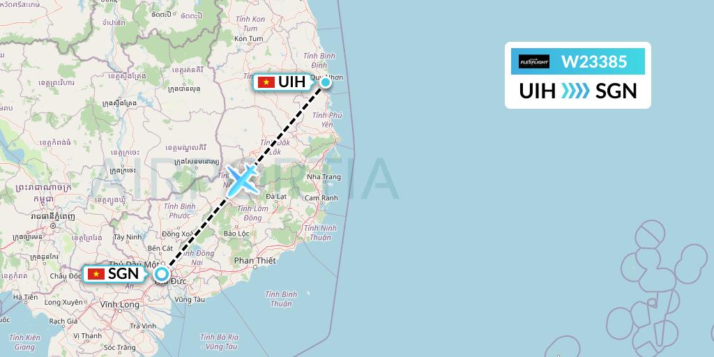 W23385 Flex Flight Flight Map: Qui Nhon to Ho Chi Minh City