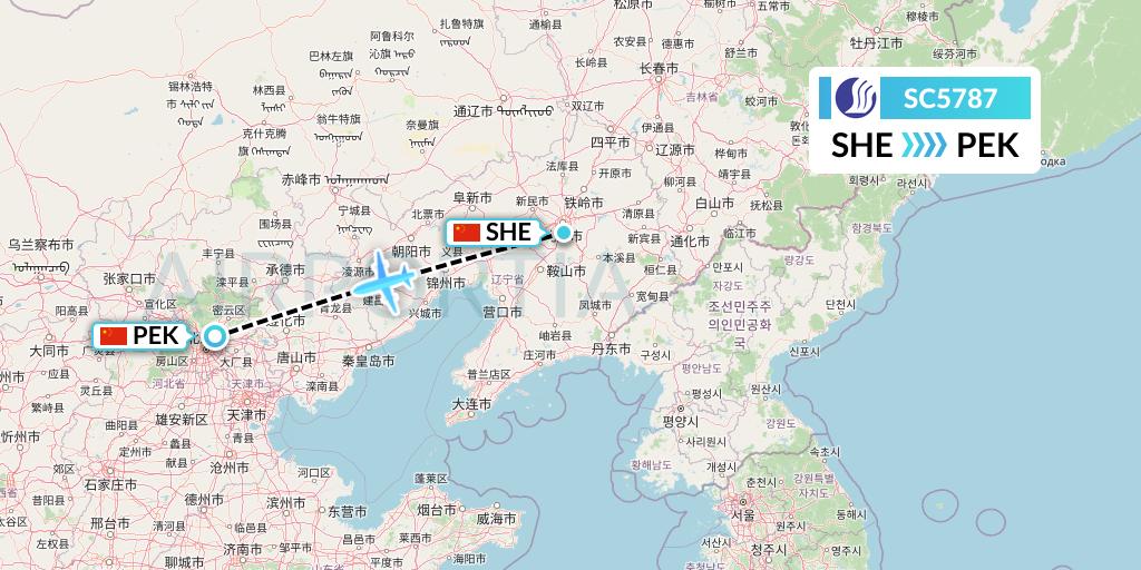 SC5787 Shandong Airlines Flight Map: Shenyang to Beijing