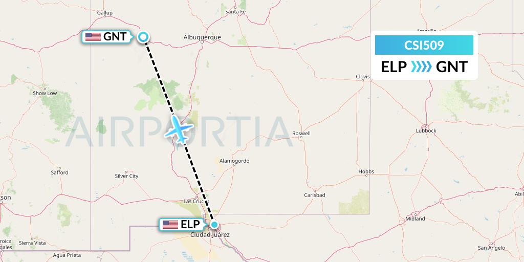 CSI509 Csi Aviation Flight Map: El Paso to Grants