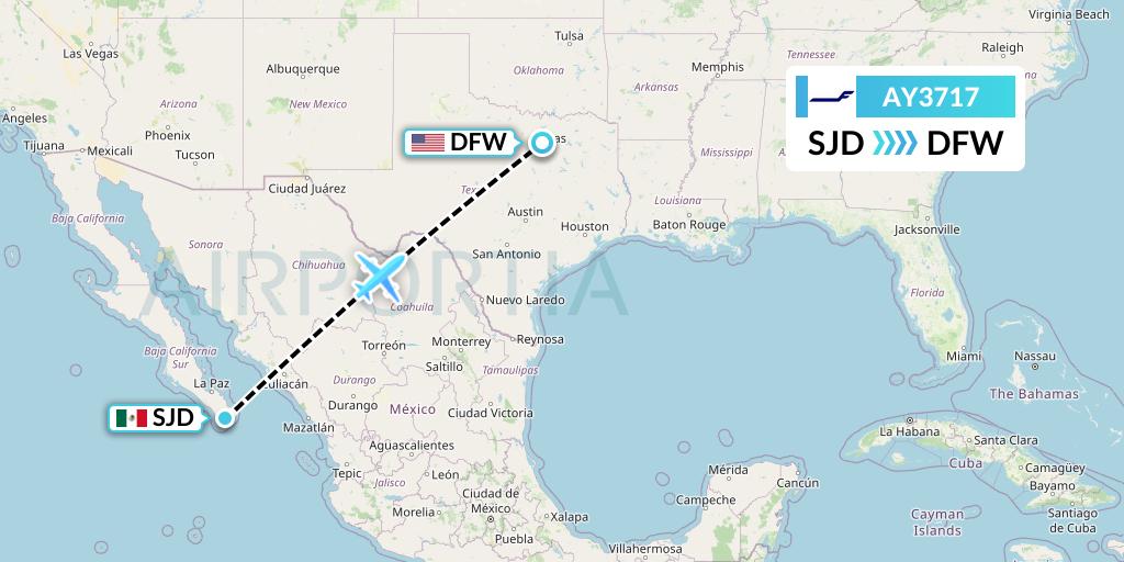 AY3717 Finnair Flight Map: San Jose del Cabo to Dallas