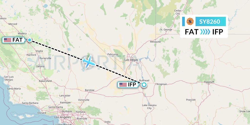 SY8260 Sun Country Airlines Flight Map: Fresno to Bullhead City