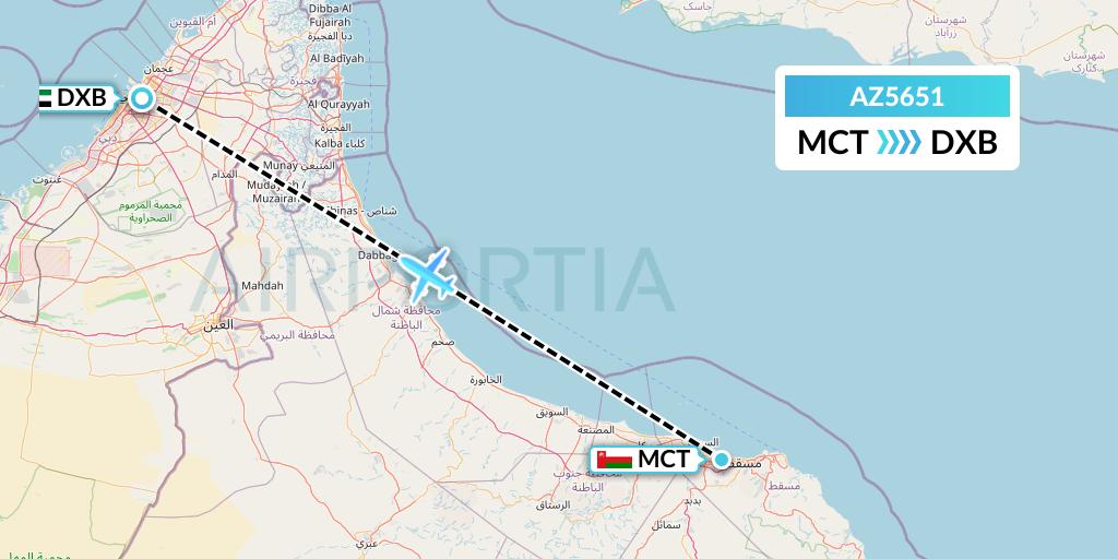 AZ5651 ITA Airways Flight Map: Muscat to Dubai