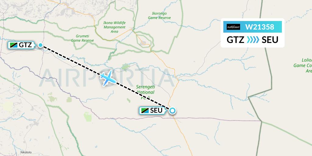 W21358 Flex Flight Flight Map: Bunda to Seronera