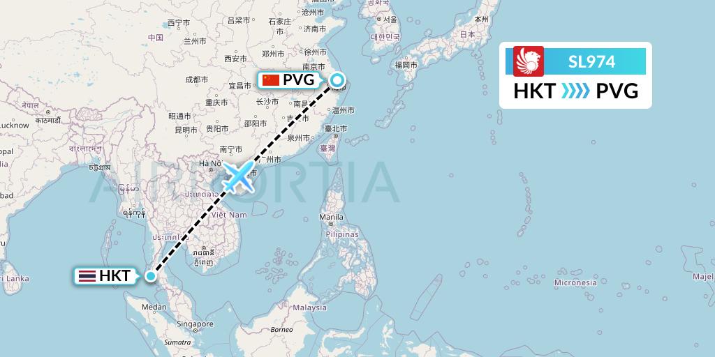 SL974 Thai Lion Air Flight Map: Phuket to Shanghai