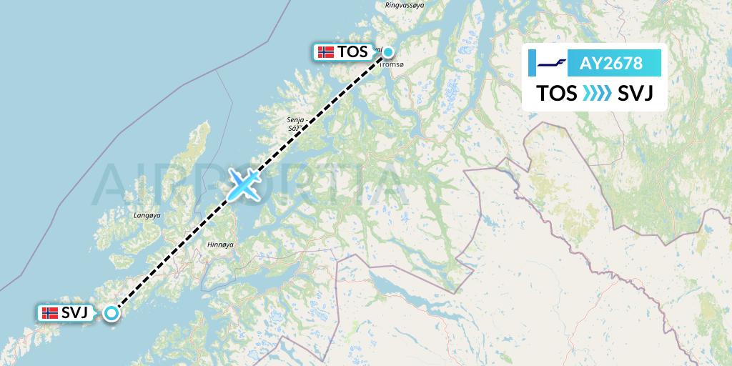 AY2678 Finnair Flight Map: Tromso to Svolvaer