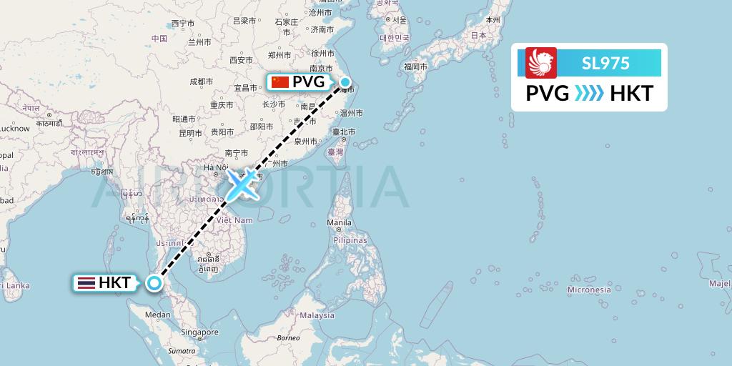 SL975 Thai Lion Air Flight Map: Shanghai to Phuket