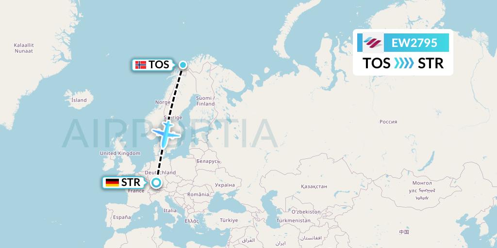 EW2795 Eurowings Flight Map: Tromso to Stuttgart