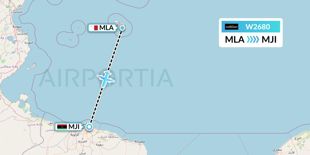 W2680 Flex Flight Flight Map: Malta to Tripoli