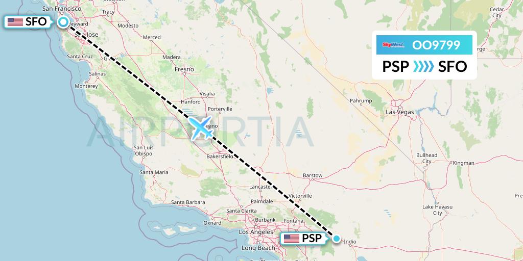 OO9799 SkyWest Airlines Flight Map: Palm Springs to San Francisco