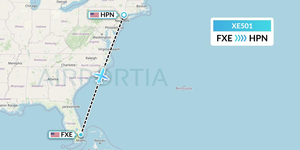 XE501 Jsx Flight Map: Fort Lauderdale to White Plains