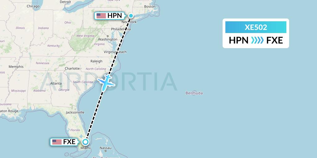 XE502 Jsx Flight Map: White Plains to Fort Lauderdale