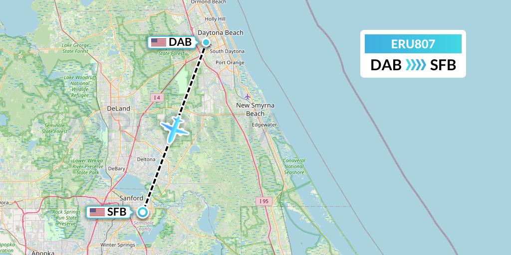 ERU807 Embry-riddle Aeronautical University Flight Map: Daytona Beach to Orlando