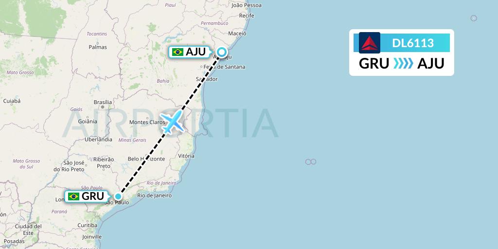 DL6113 Delta Air Lines Flight Map: Sao Paulo to Aracaju