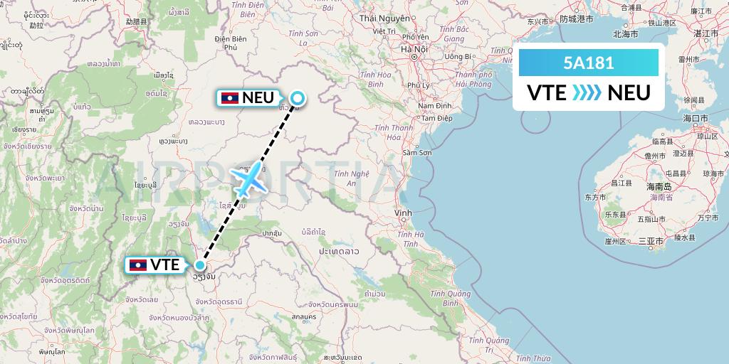 5A181 Alpine Air Express Flight Map: Vientiane to Laos