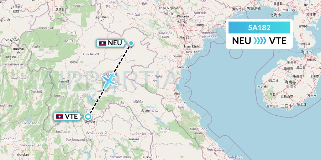 5A182 Alpine Air Express Flight Map: Laos to Vientiane