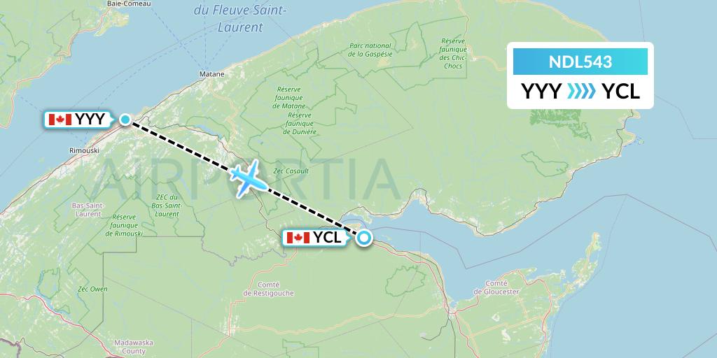 NDL543 Chrono Aviation Flight Map: Mont-Joli to Charlo